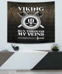 Viking Blood Run Through My Veins Tapestry for Wall Décor