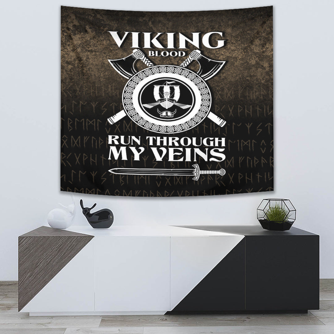 Viking Blood Run Through My Veins Tapestry for Wall Décor