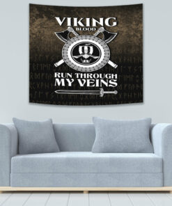 Viking Blood Run Through My Veins Tapestry for Wall Décor