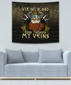 Viking Blood Runs Through My Veins Tapestry for Wall Décor