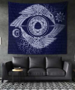 Viking Crest Crossed Battle Axes Tapestry for Wall Décor