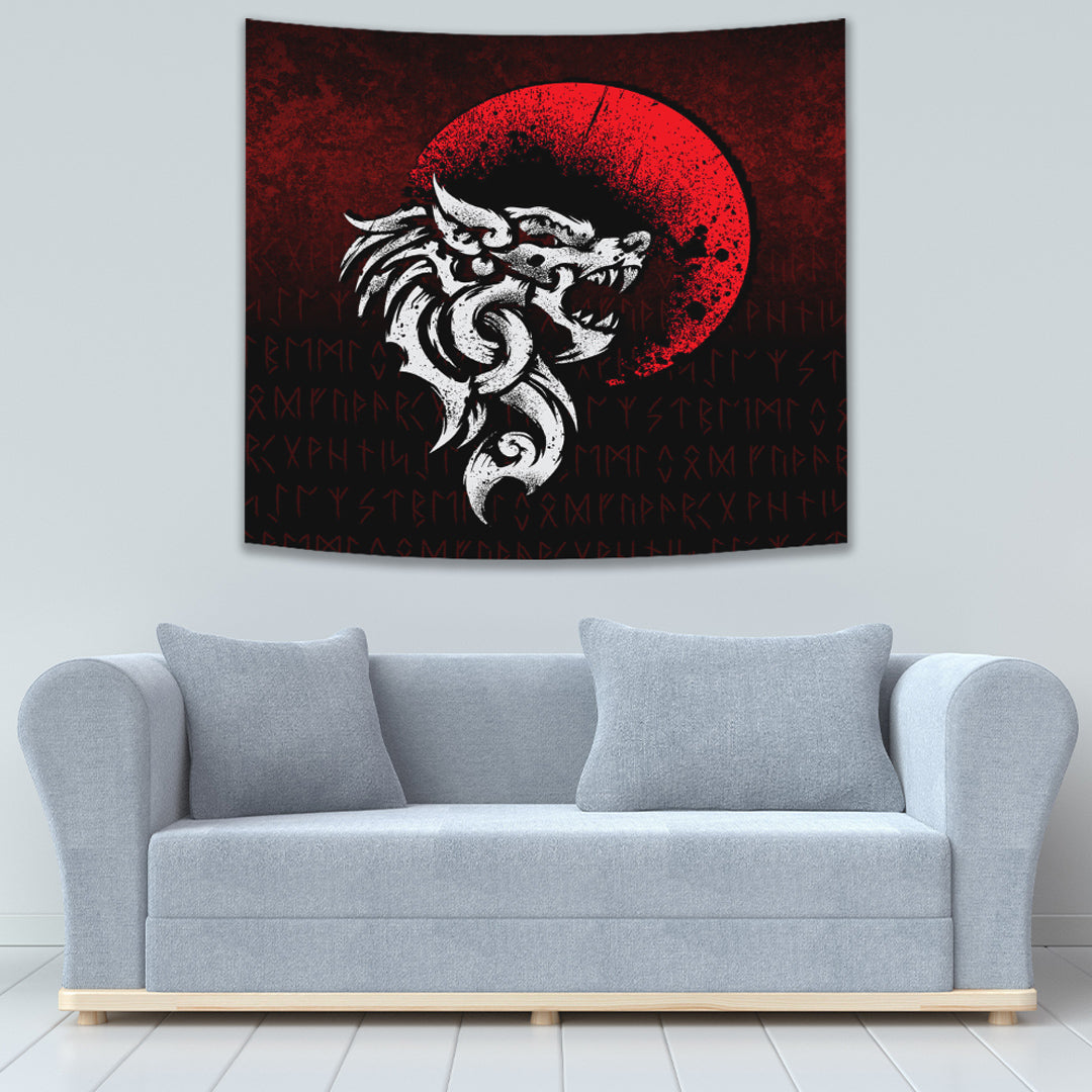 Viking Fenrir Monstrous Wolf Norse Tapestry for Wall Décor
