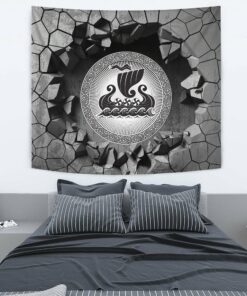 Viking God Odin Allfather In Asgard Raven God Cyan Version Tapestry for Wall Décor