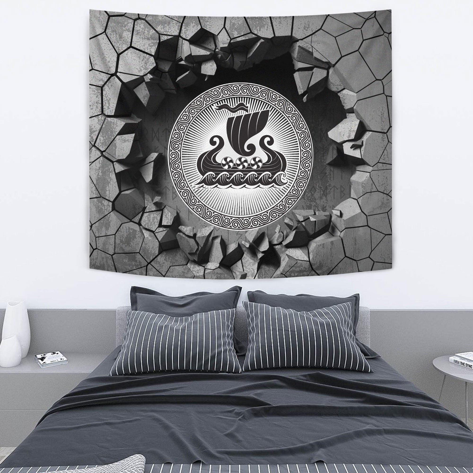 Viking God Odin Allfather In Asgard Raven God Cyan Version Tapestry for Wall Décor