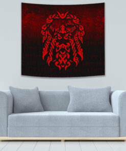 Viking God Odin Allfather In Asgard Raven God Red Version Tapestry for Wall Décor