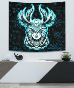 Viking Horror Helmet Magic Runic Tapestry for Wall Décor