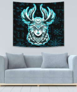 Viking Horror Helmet Magic Runic Tapestry for Wall Décor