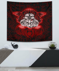 Viking Odin Red Version Tapestry for Wall Décor