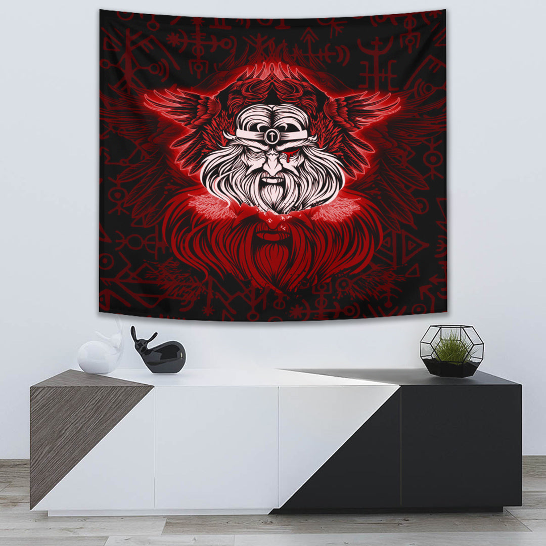 Viking Odin Red Version Tapestry for Wall Décor