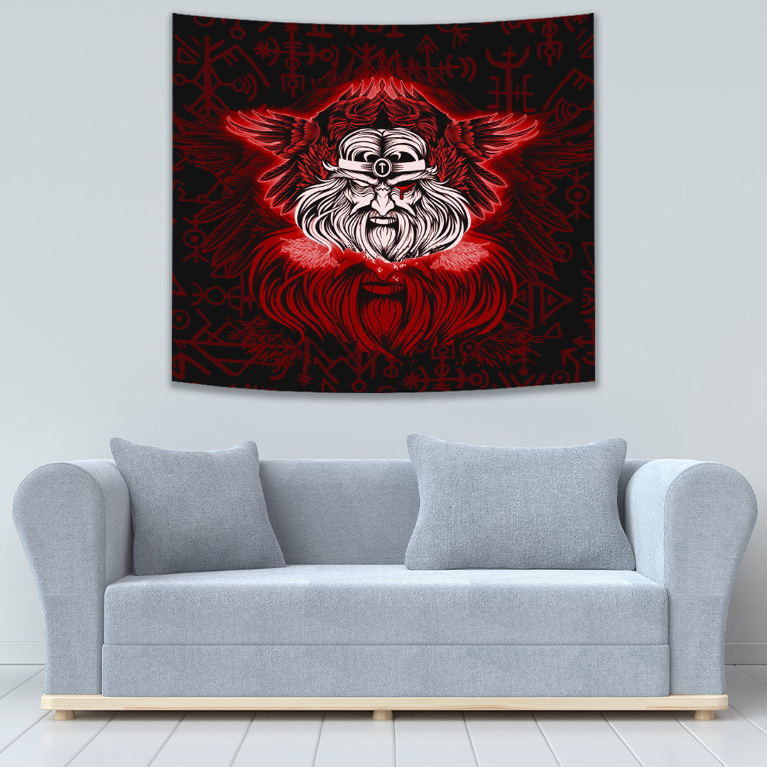 Viking Odin Red Version Tapestry for Wall Décor