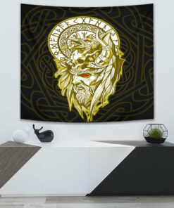 Viking Odin Set Gold Tapestry for Wall Décor