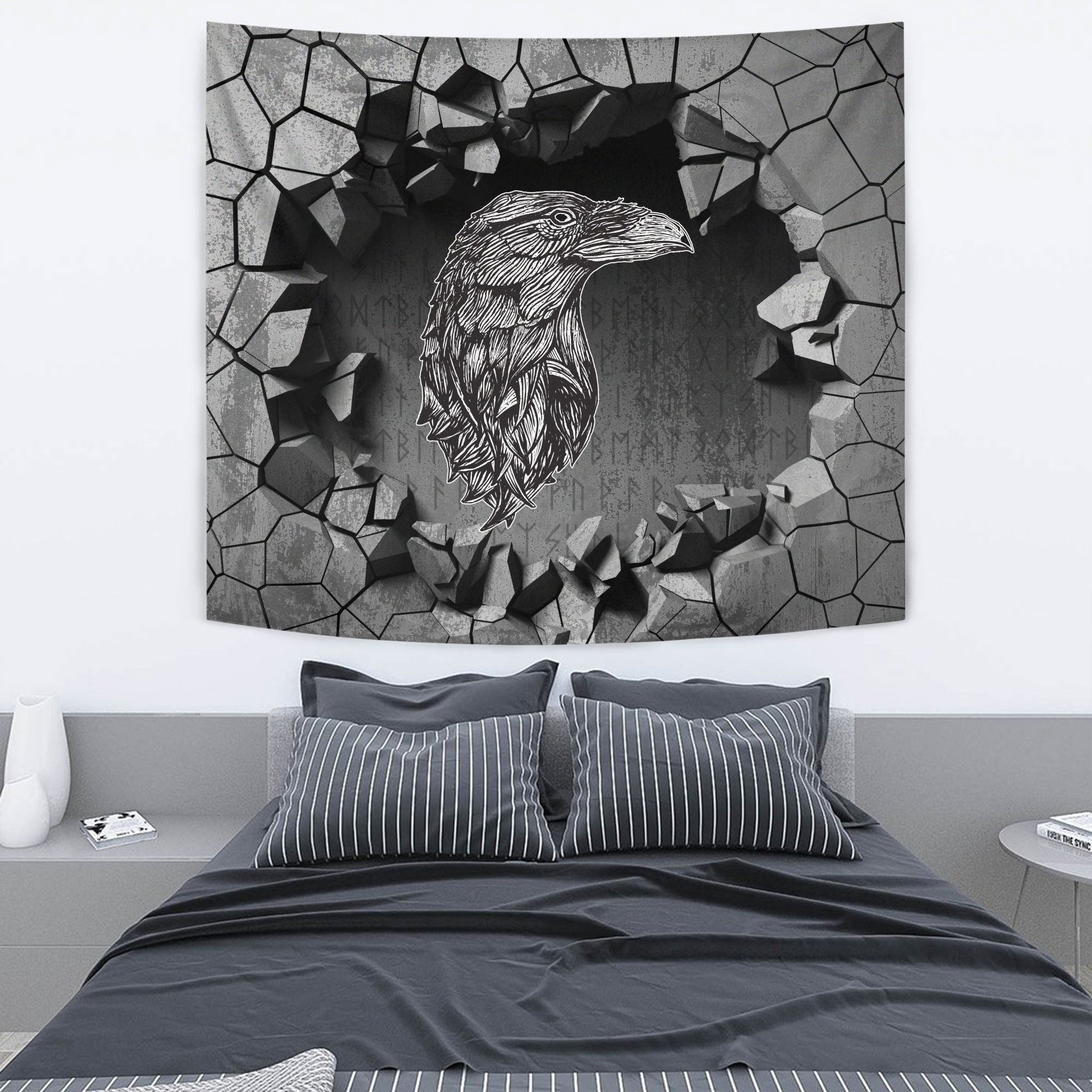 Viking Ragnarok Battle Of The God Odin With The Wolf Fenrir Tapestry for Wall Décor