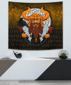 Viking Style Celtic Tangle Face Tapestry for Wall Décor
