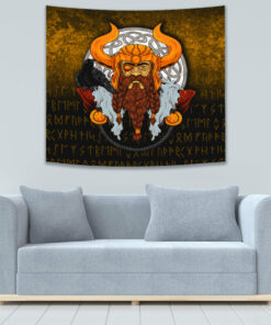 Viking Style Celtic Tangle Face Tapestry for Wall Décor