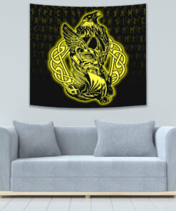 Viking Style Face With Two Axe Tapestry for Wall Décor