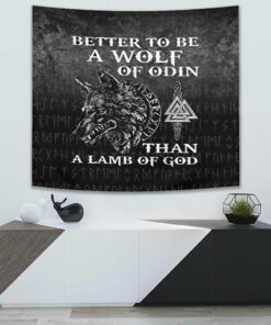 Viking Style Odin Viking Set Red Tapestry for Wall Décor