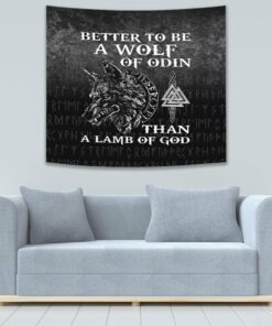 Viking Style Odin Viking Set Red Tapestry for Wall Décor