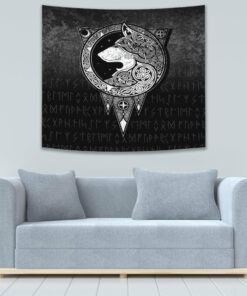 Viking Style Raven And Vegvisir Tapestry for Wall Décor