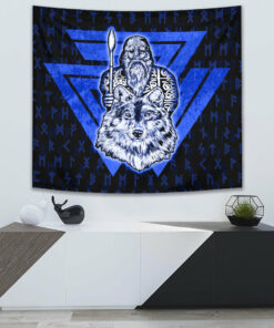 Viking Style Scandinavian Runic Circle Tapestry for Wall Décor