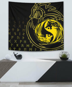 Viking Style Skull With Horned Helmet Tapestry for Wall Décor