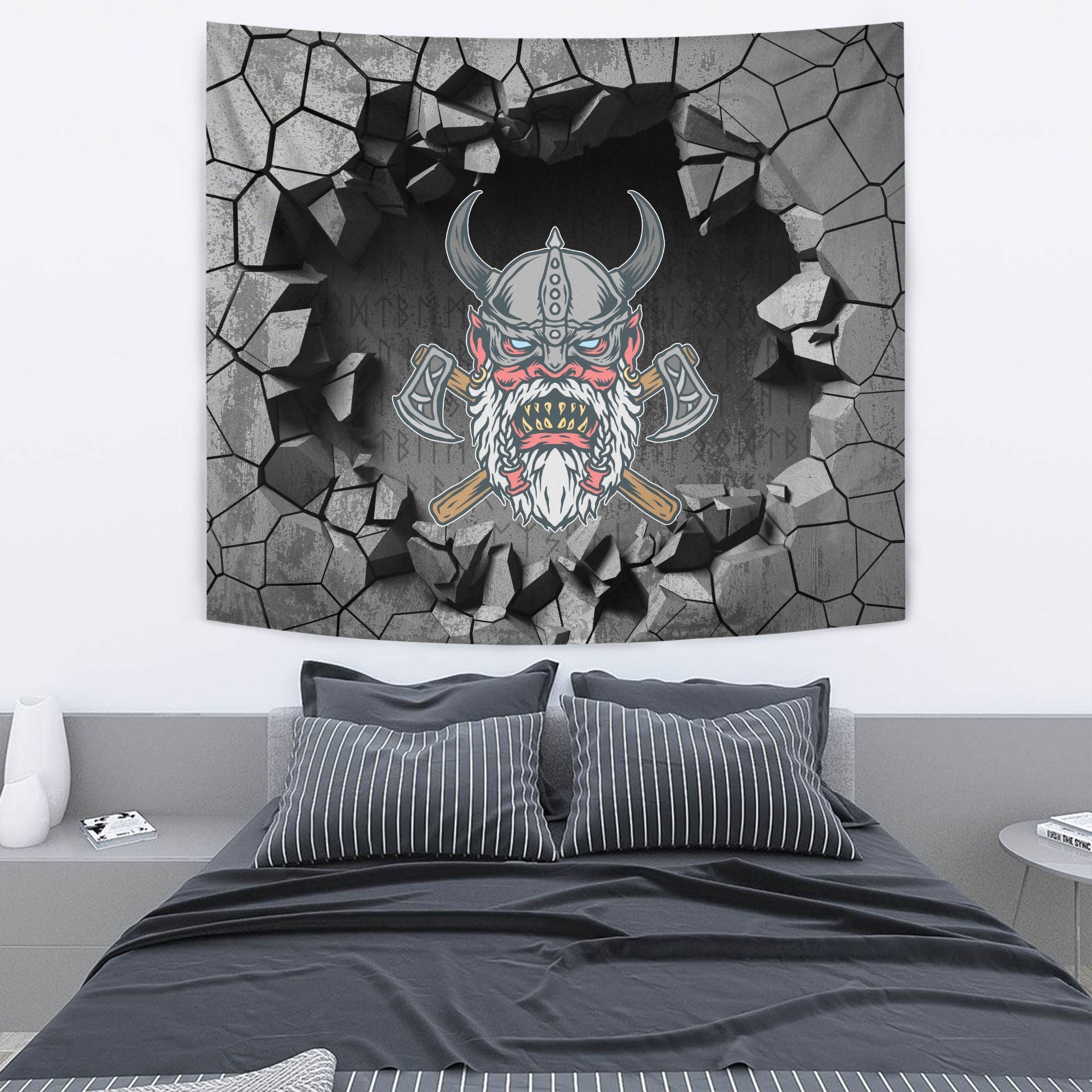 Viking Style Tapestry Angry Old Tapestry for Wall Décor