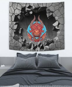 Viking Style Tapestry Big Angry Red Dragon Tapestry for Wall Décor