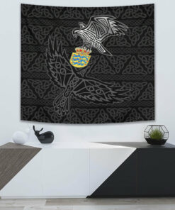 Viking Style Tapestry Black And White Skull Using Helmet Tapestry for Wall Décor