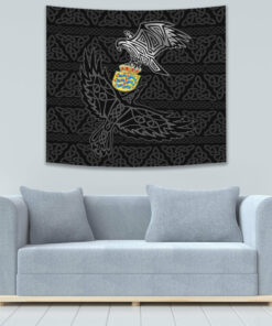 Viking Style Tapestry Black And White Skull Using Helmet Tapestry for Wall Décor