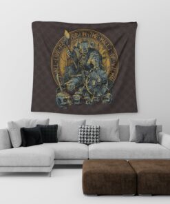 Viking Style Tapestry Board Axes Sword And Dead Head Of The Hero Tapestry for Wall Décor