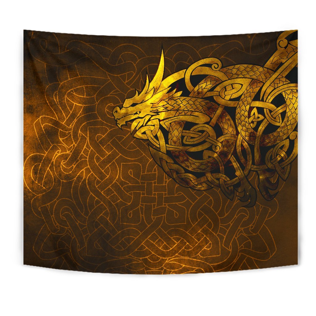 Viking Style Tapestry Celtic Dragon Tattoo for Wall Décor