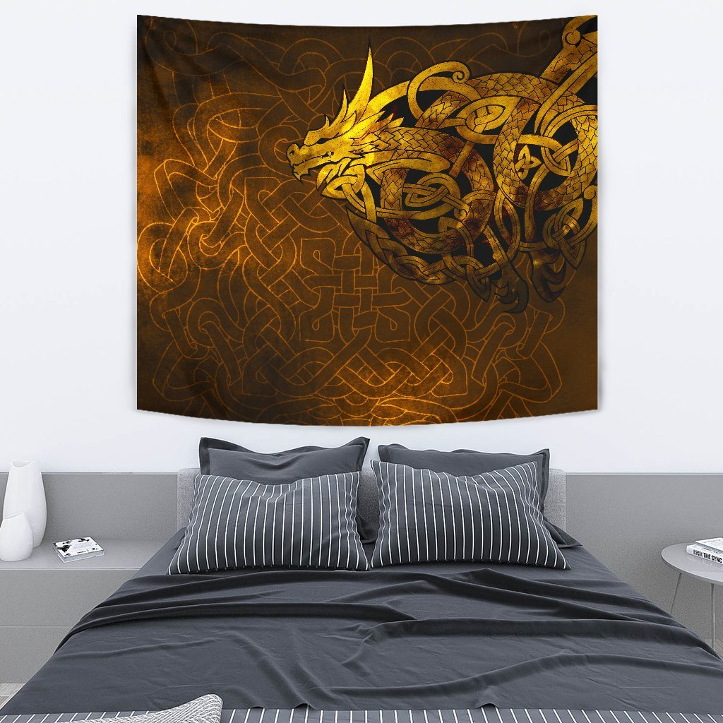 Viking Style Tapestry Celtic Dragon Tattoo for Wall Décor
