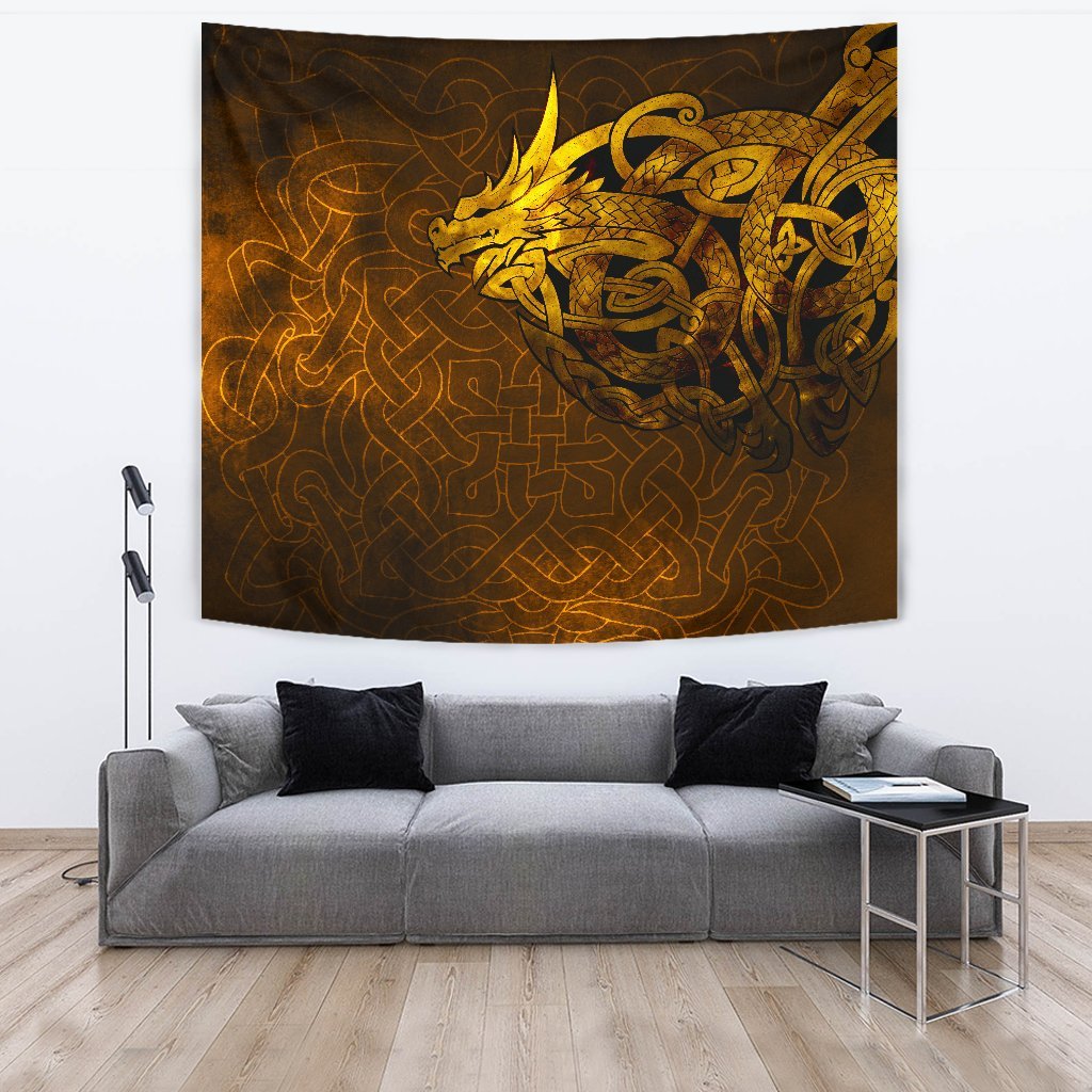 Viking Style Tapestry Celtic Dragon Tattoo for Wall Décor