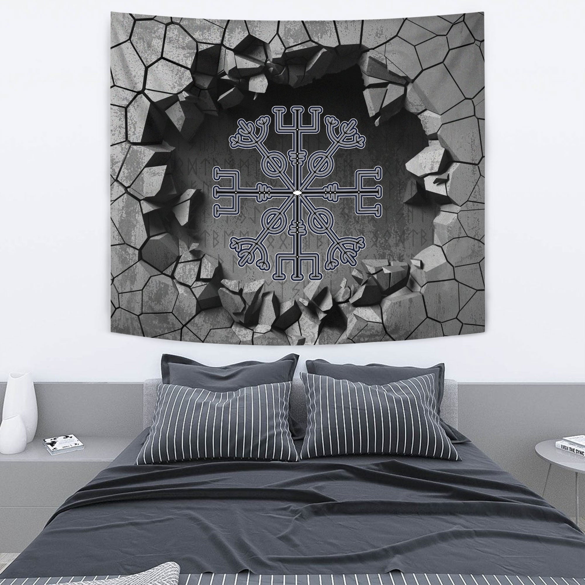 Viking Style Tapestry Celtic Helm Of Awe Aegishjalmur Tapestry for Wall Décor