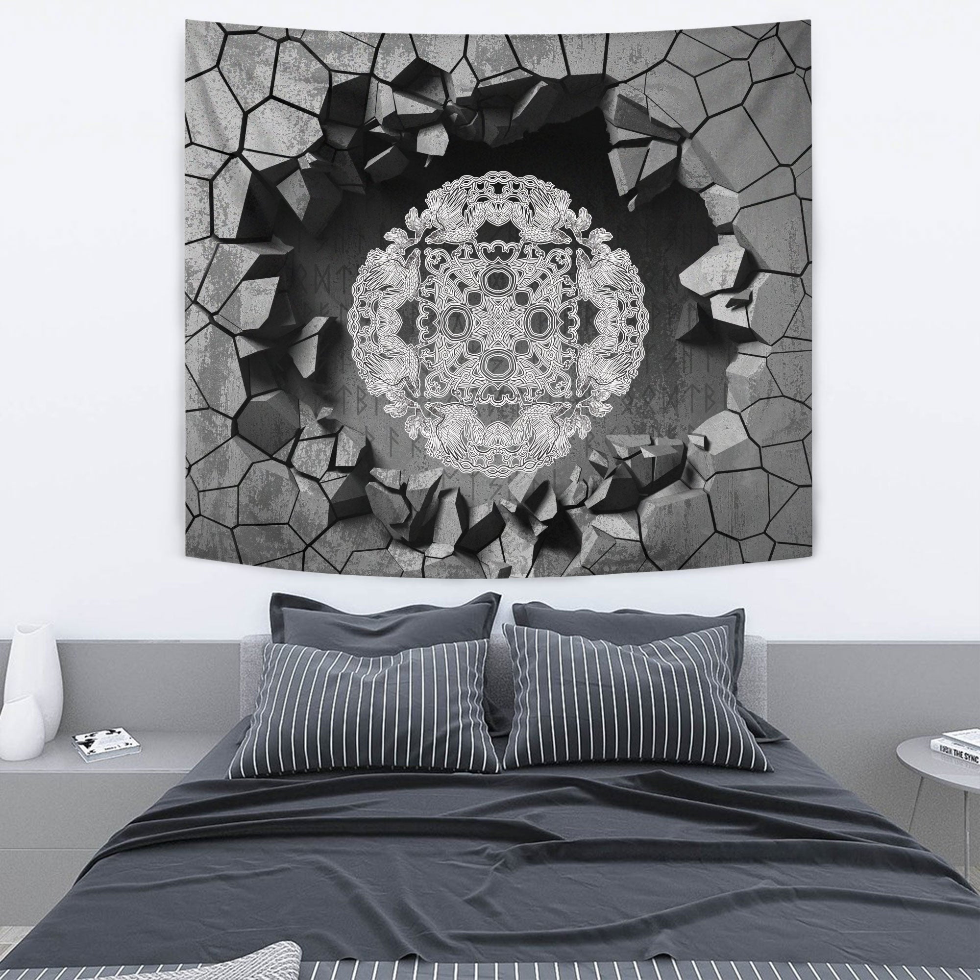 Viking Style Tapestry Celtic Symbol Of Yin And Yang Druidic Yggdrasil Tree Tapestry for Wall Décor