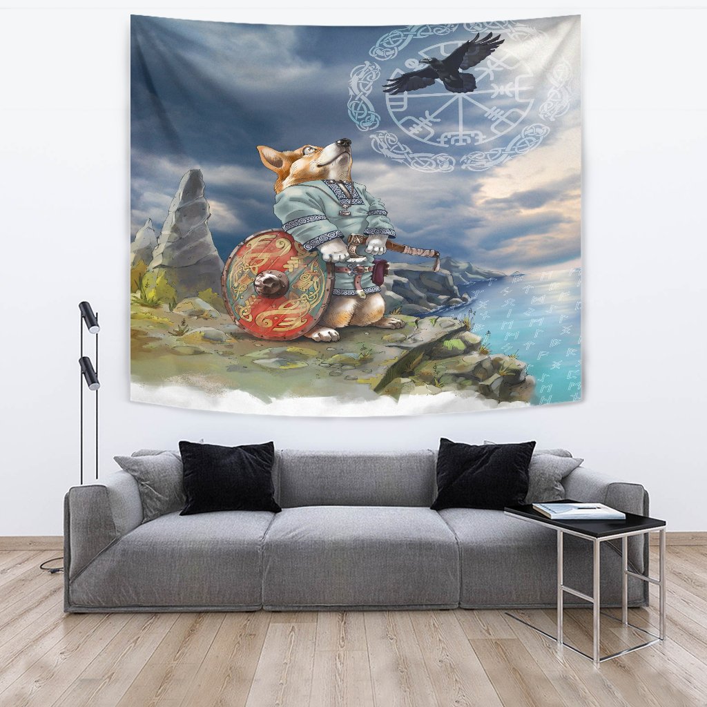 Viking Style Tapestry Corgi for Wall Décor