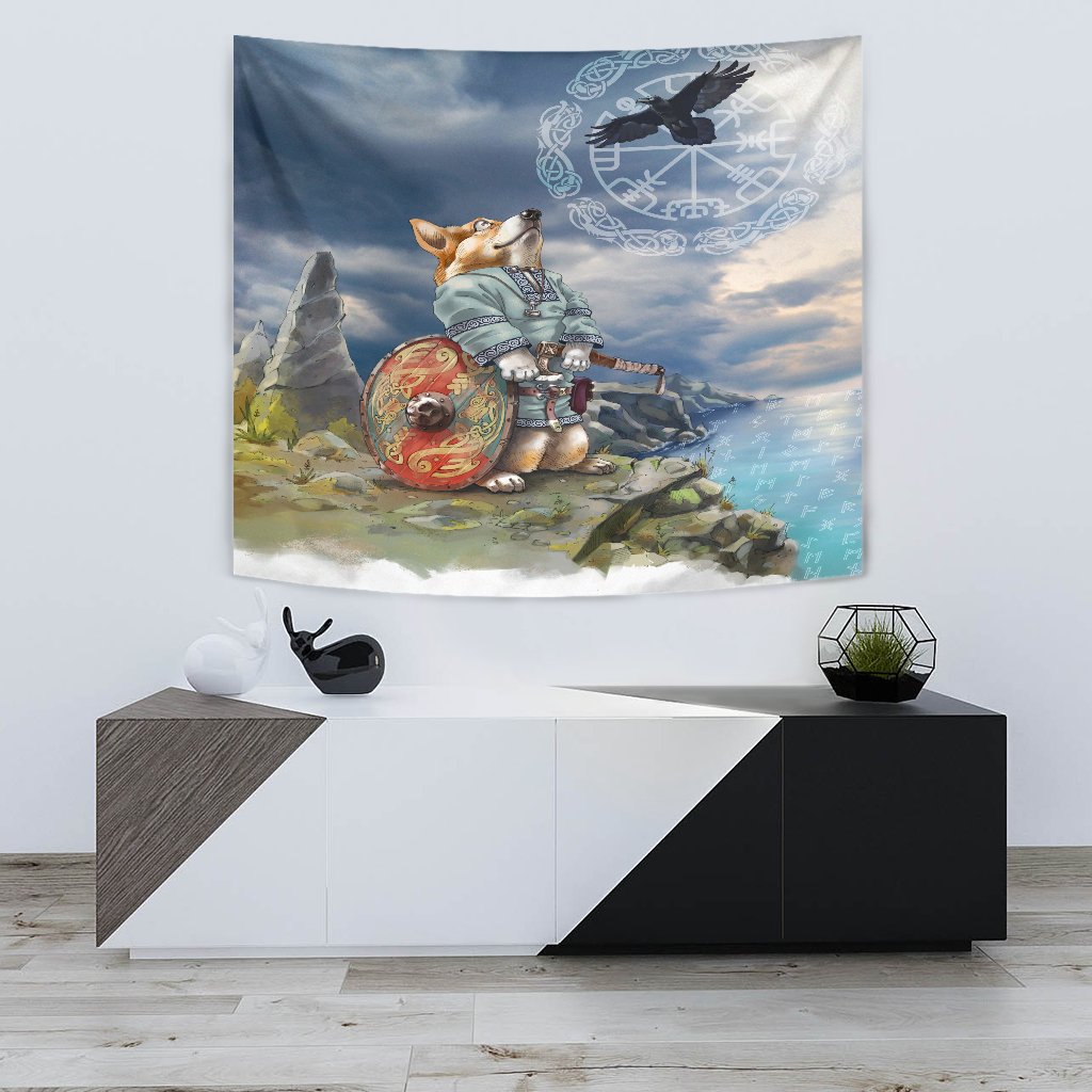 Viking Style Tapestry Corgi for Wall Décor