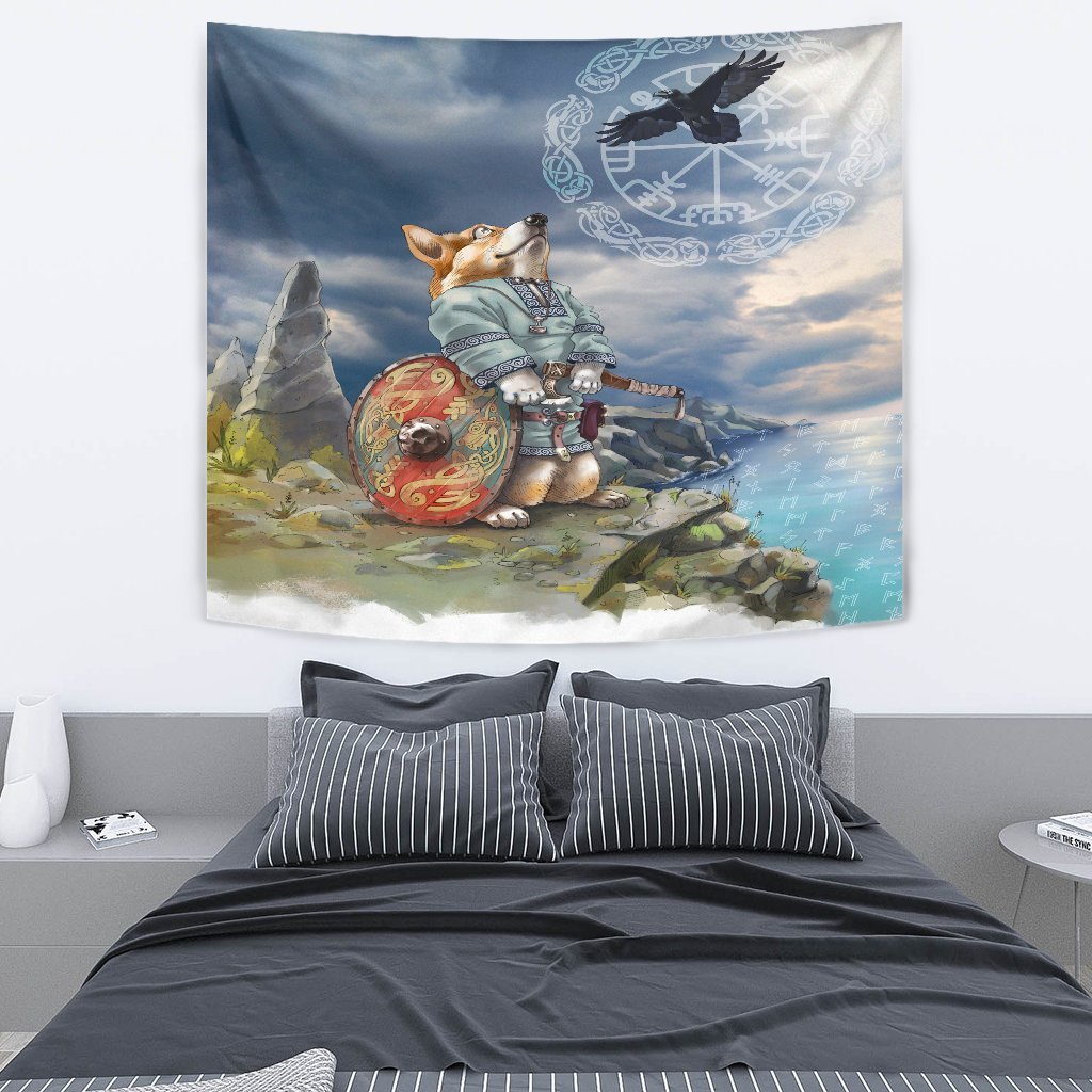 Viking Style Tapestry Corgi for Wall Décor