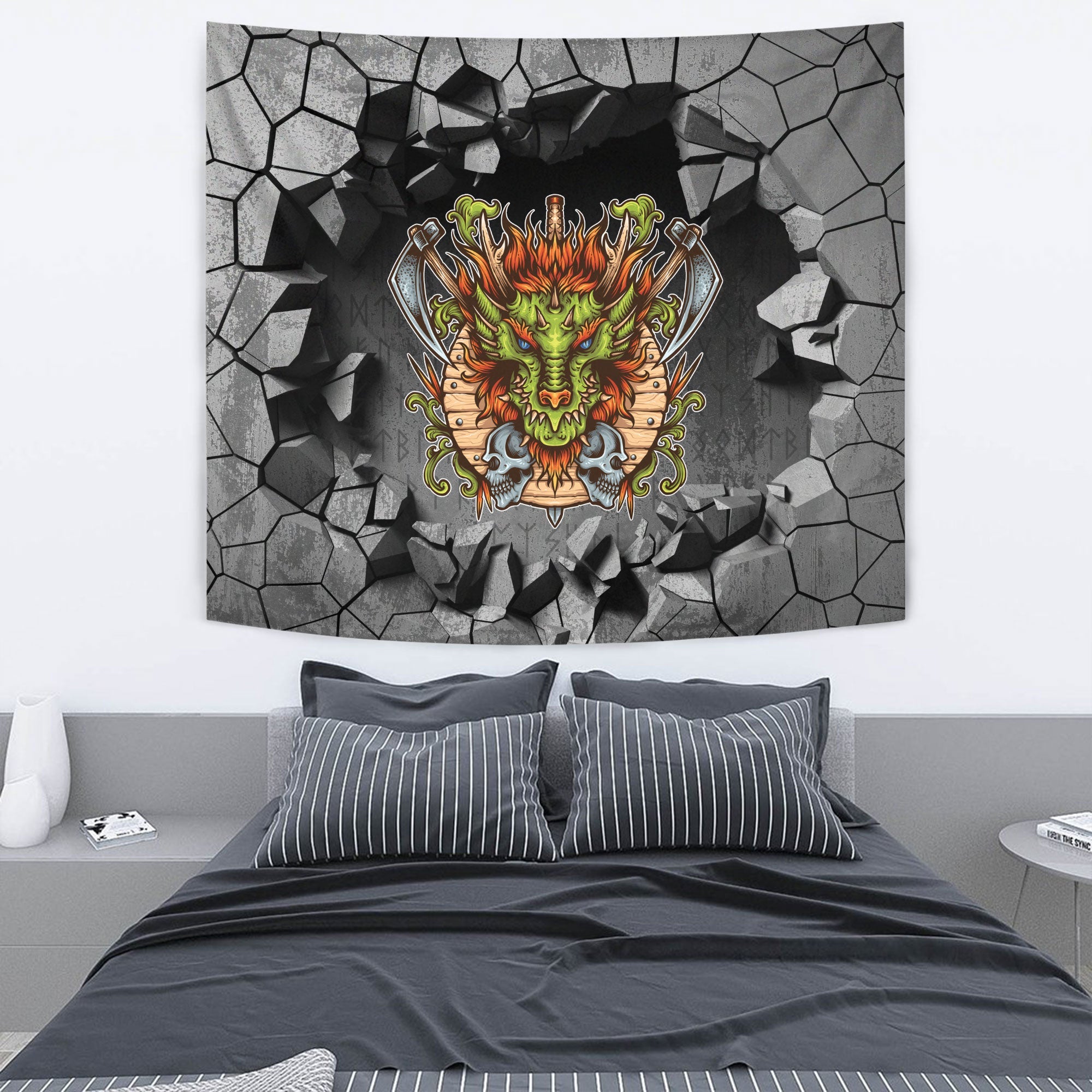 Viking Style Tapestry Dragon And Raven Tapestry for Wall Décor