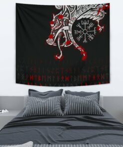 Viking Style Tapestry Dragon Triple Horn Tapestry for Wall Décor