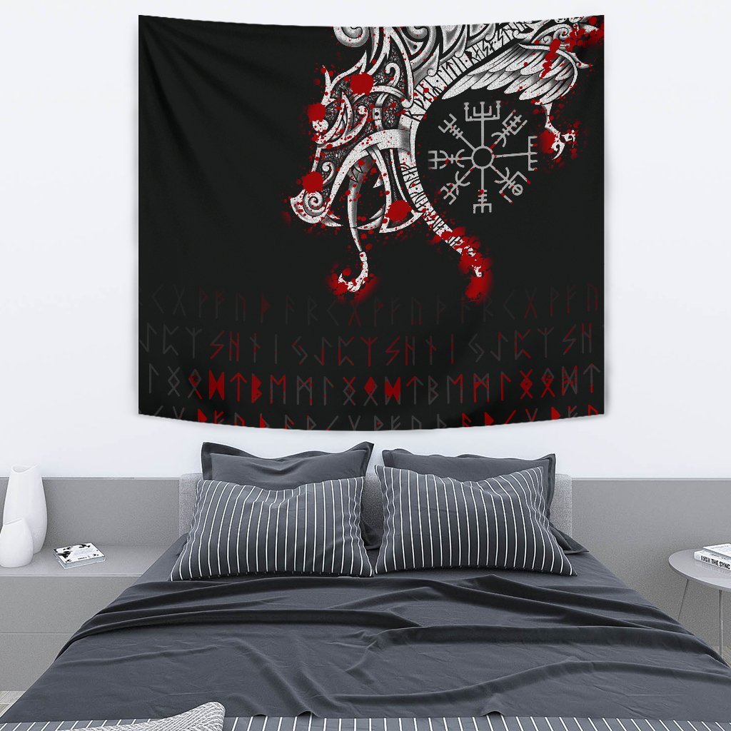 Viking Style Tapestry Dragon Triple Horn Tapestry for Wall Décor