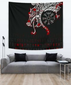 Viking Style Tapestry Dragon Triple Horn Tapestry for Wall Décor