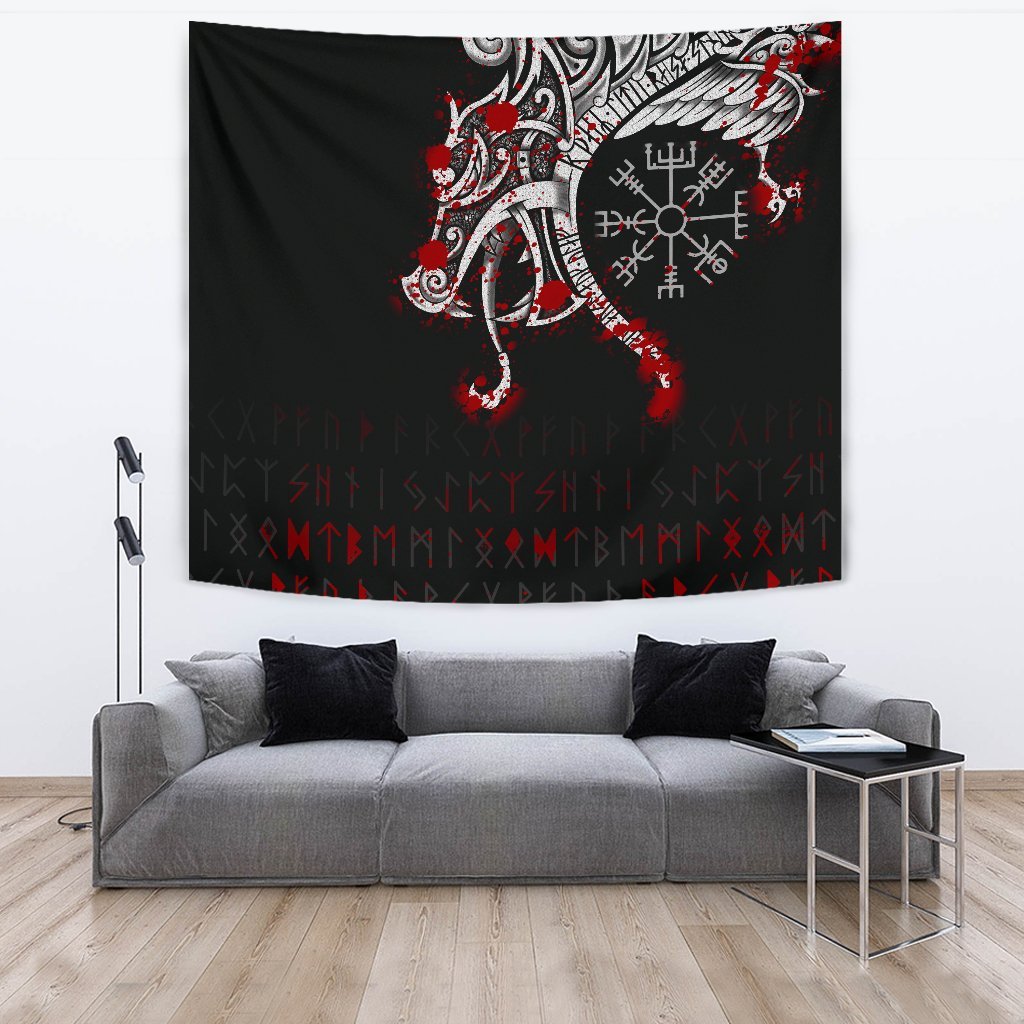 Viking Style Tapestry Dragon Triple Horn Tapestry for Wall Décor