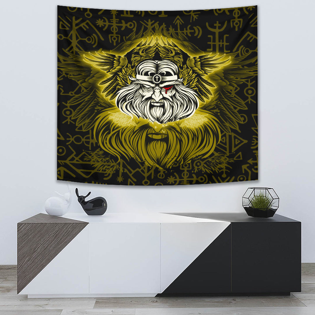 Viking Style Tapestry Dragon and Vegvisir Blood Tattoo for Wall Décor