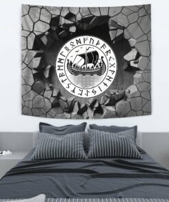Viking Style Tapestry Drakkar Black Tapestry for Wall Décor
