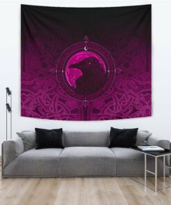 Viking Style Tapestry Ethnic Odin Raven Pink for Wall Décor