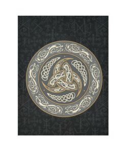 Viking Style Tapestry Fenrir Raven And Vegvisir Tattoo Cyan for Wall Décor