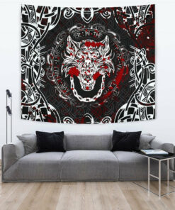 Viking Style Tapestry Fenrir Viking Blood 3D for Wall Décor