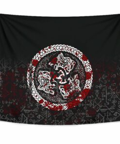 Viking Style Tapestry Fierce Blood Wolf Symbol Of A Viking Nordic for Wall Décor