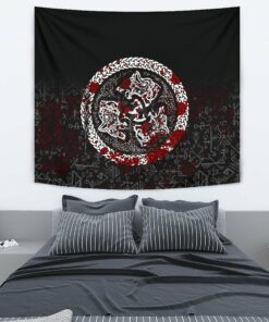 Viking Style Tapestry Fierce Blood Wolf Symbol Of A Viking Nordic for Wall Décor