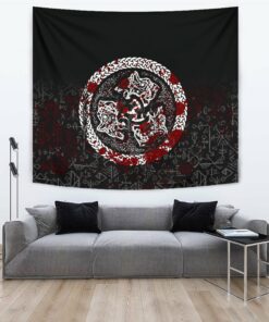 Viking Style Tapestry Fierce Blood Wolf Symbol Of A Viking Nordic for Wall Décor